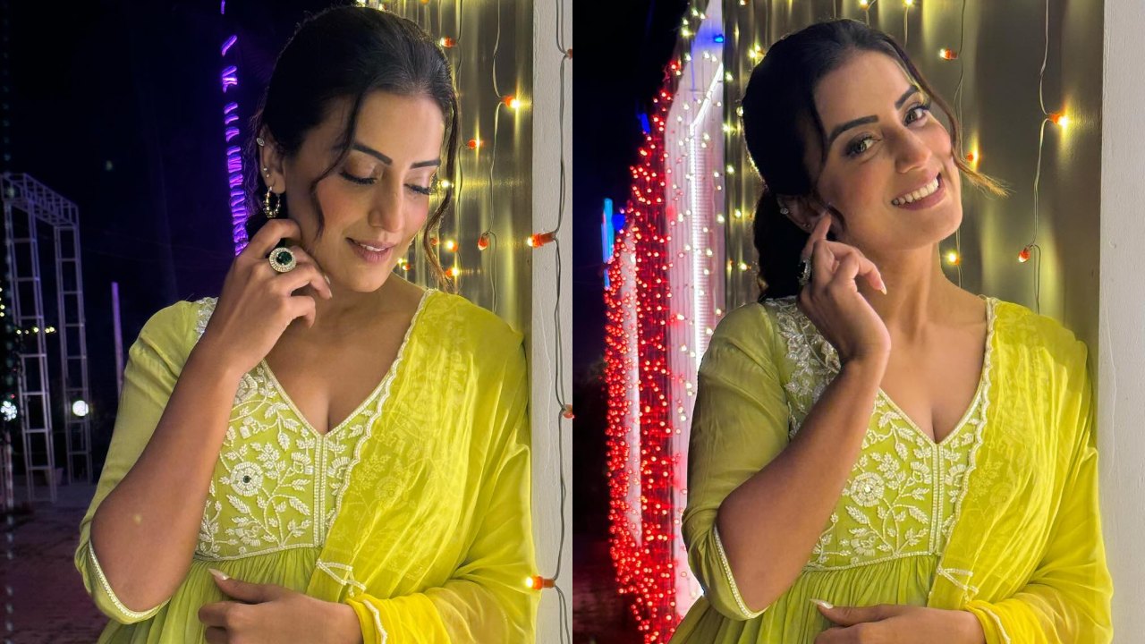 Akshara Singh twirls with tradition in lime green sharara set, see photos
