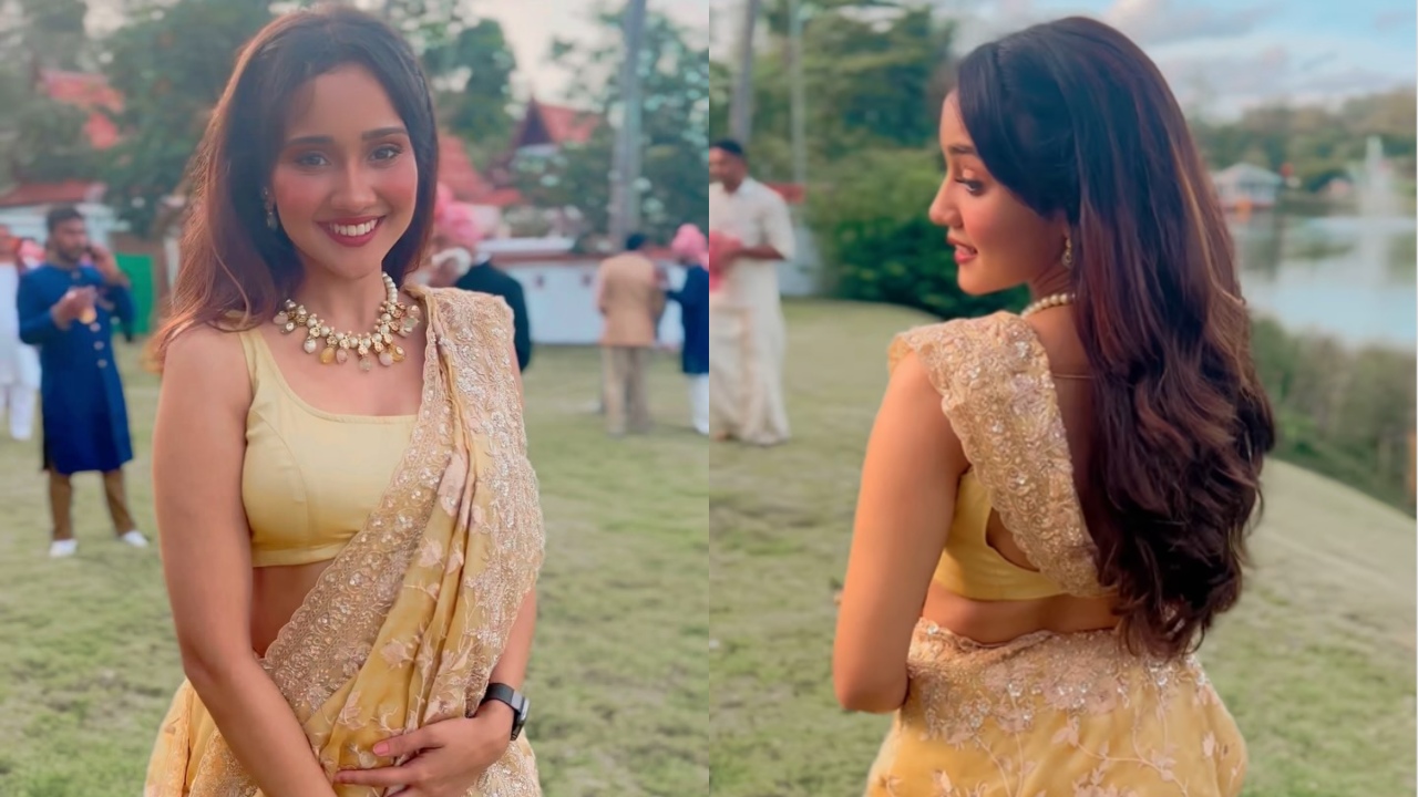 All stunning! Ashi Singh glams up in sheer sequinned golden glam saree