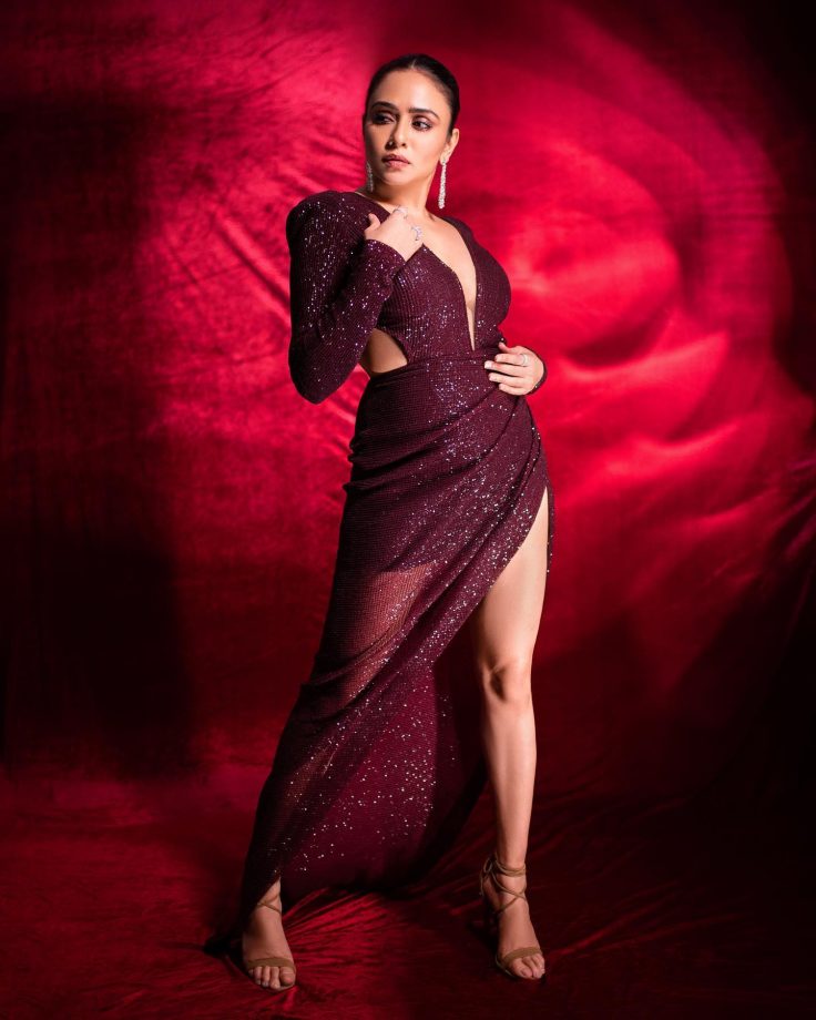 Amruta Khanvilkar Raises Sensuousness In Thigh-high Slit Dresses, Take Cues