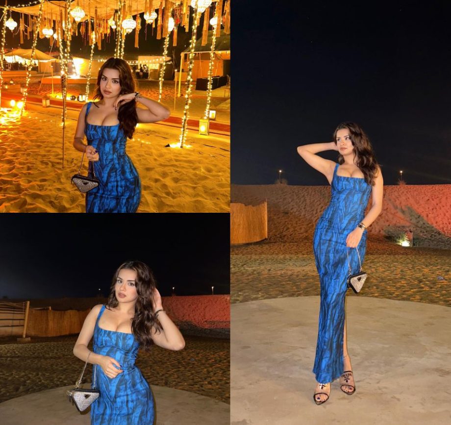 Arabian Nights: Avneet Kaur turns bold in fitted printed blue dress 876580