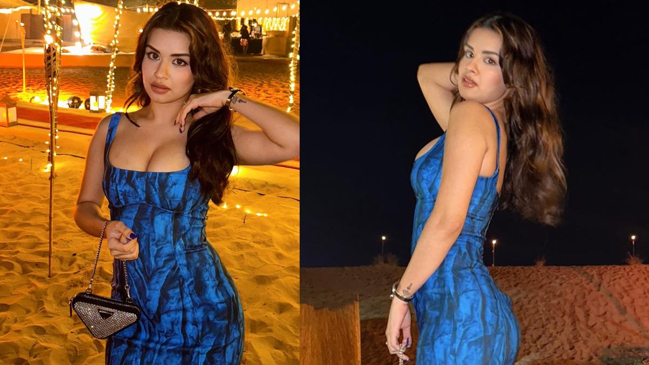 Arabian Nights: Avneet Kaur turns bold in fitted printed blue dress 876581