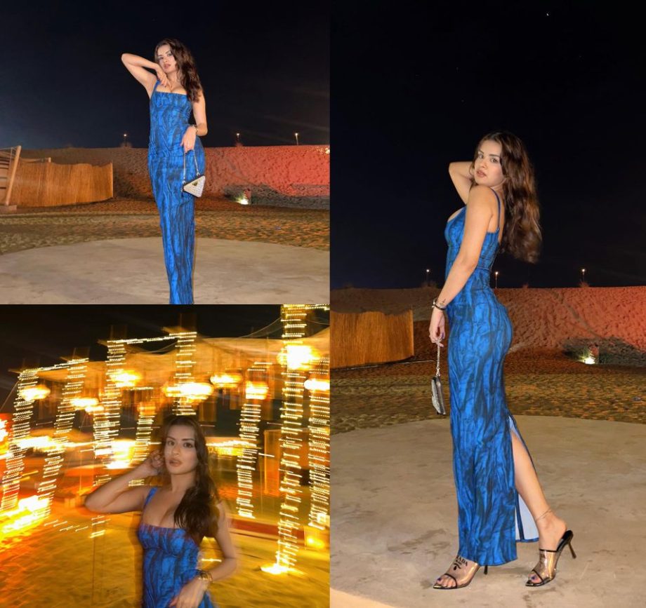 Arabian Nights: Avneet Kaur turns bold in fitted printed blue dress 876579