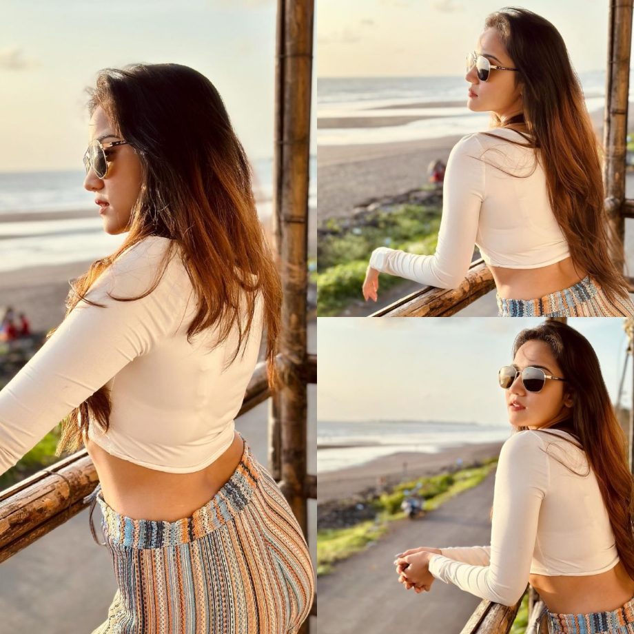 Ashi Singh ups beach sass in crop top and multicoloured trouser 877152