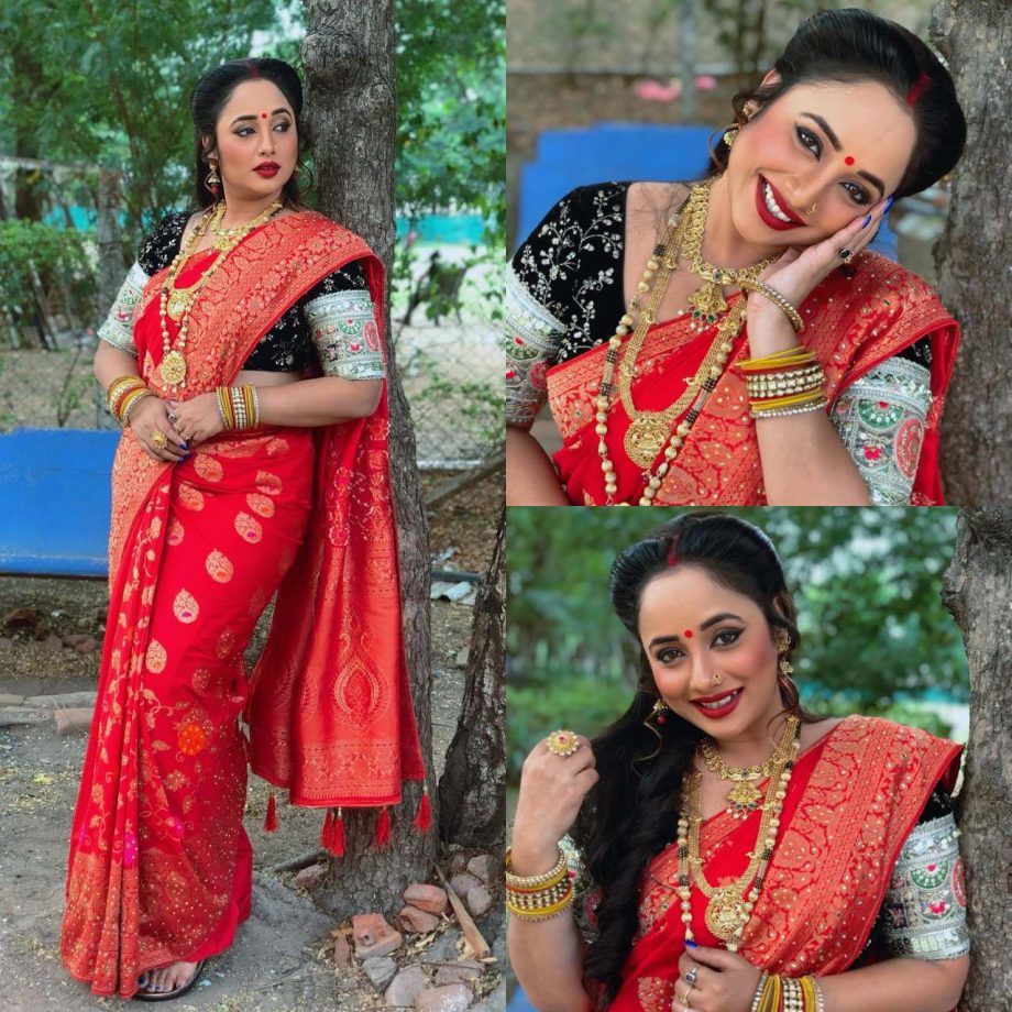 Bhojpuri Beauties Monalisa And Rani Chatterjee Spread Their Charm In Traditional Red Saree 876918