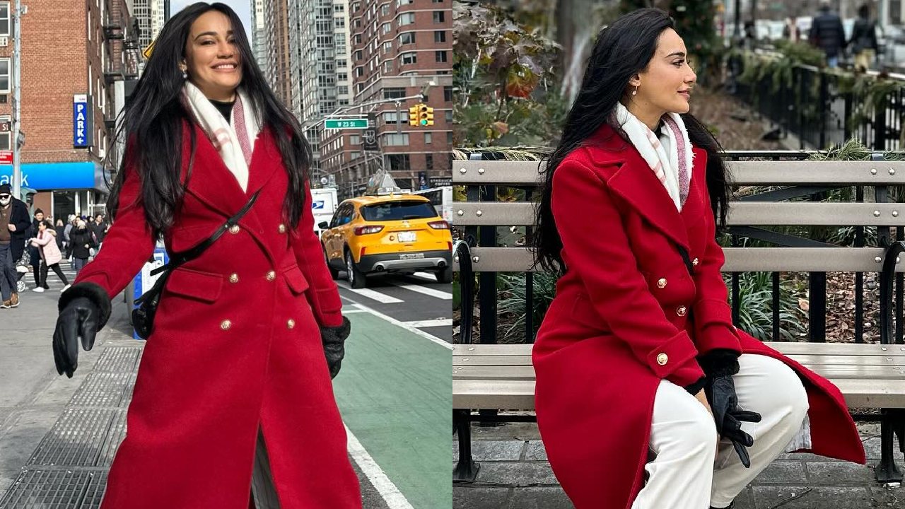 Boots, gloves and red trench coat: Decoding Surbhi Jyoti’s NYC winter street style 876923