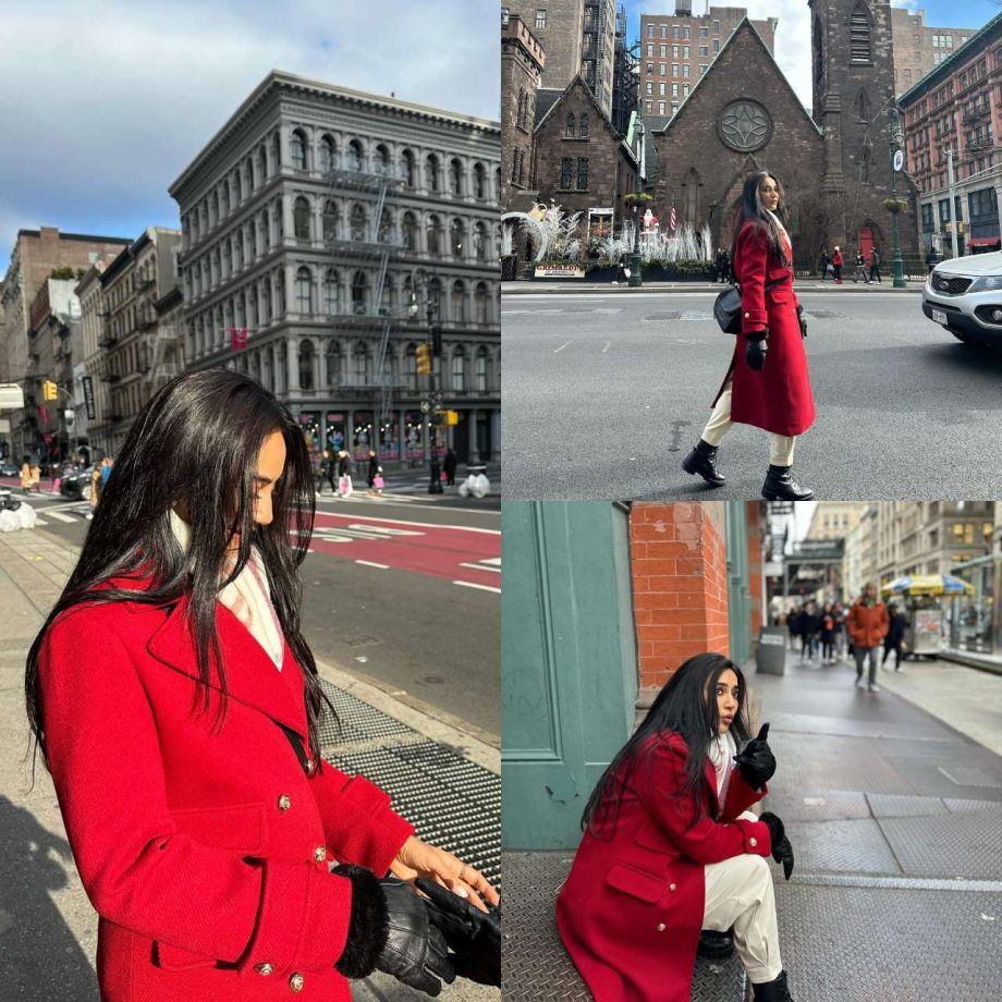 Boots, gloves and red trench coat: Decoding Surbhi Jyoti’s NYC winter street style 876921