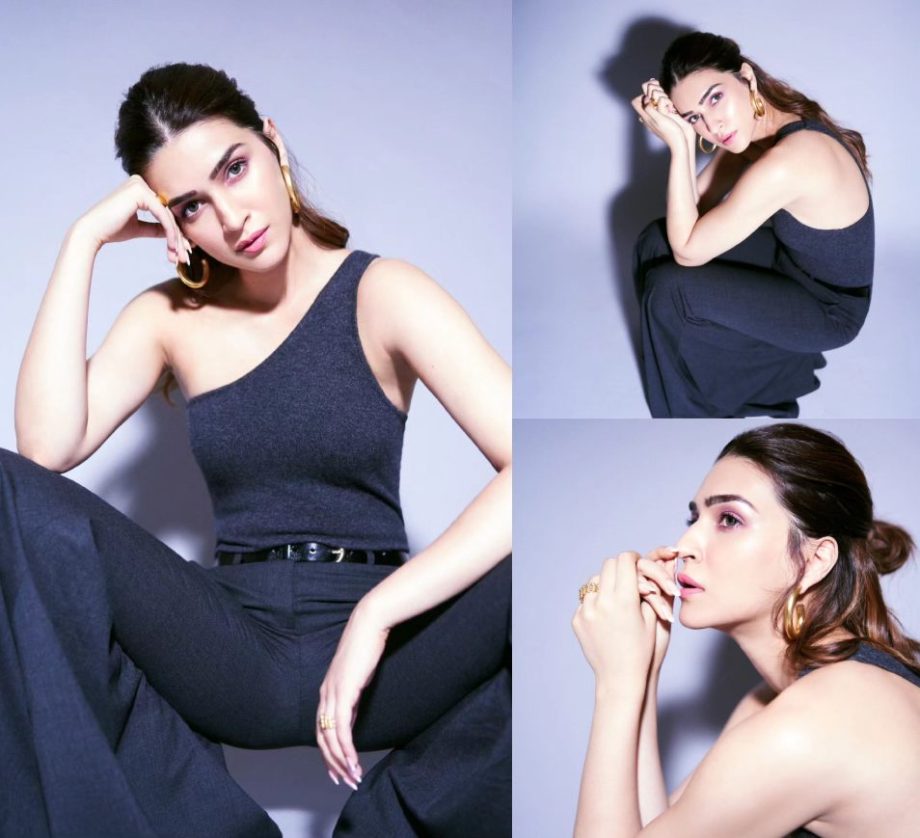 Boss It Up Like Kriti Sanon In One-shoulder Top & Flared Pants 880432