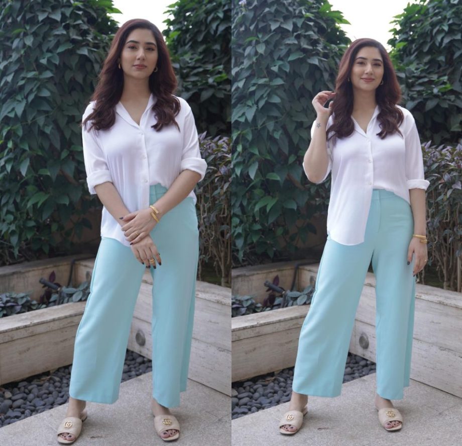 Disha Parmar twirls in divine glam in white shirt and denim jeans 879793