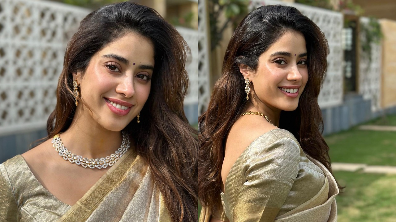 Divine! Janhvi Kapoor epitomises luxury in golden silk saree 877052