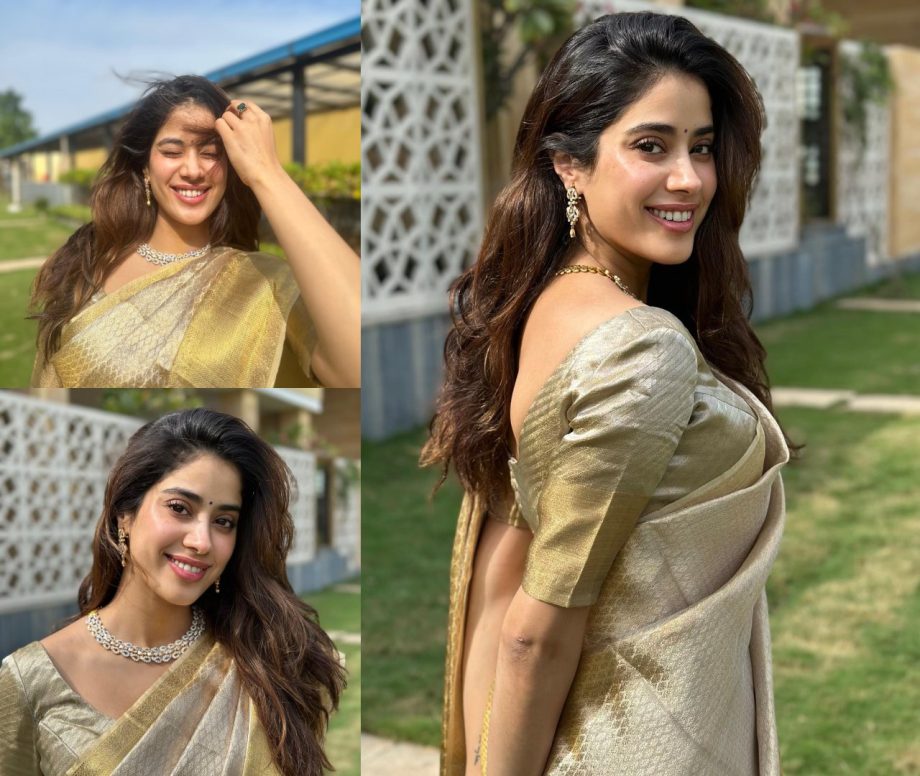 Divine! Janhvi Kapoor epitomises luxury in golden silk saree 877051