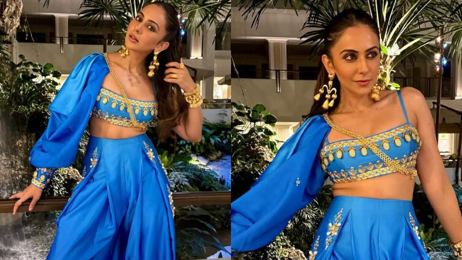 Get Ready This Sangeet Ceremony Like Rakul Preet Singh In Blue Flared Pants And Blouse 880589