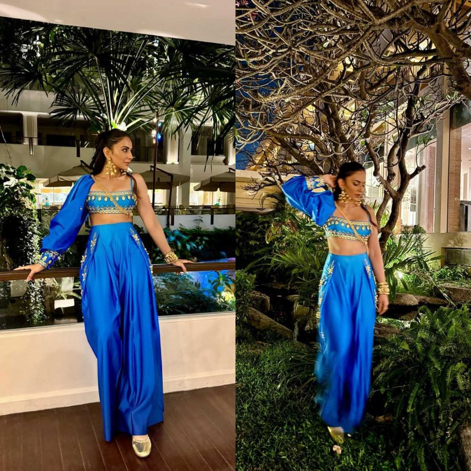 Get Ready This Sangeet Ceremony Like Rakul Preet Singh In Blue Flared Pants And Blouse 880587