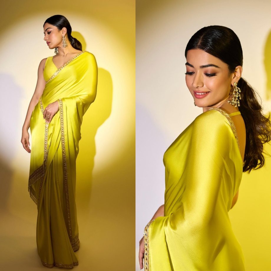 Golden Girl! Rashmika Mandanna blooms in yellow silk saree [Photos] 877182