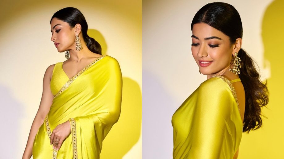 Golden Girl! Rashmika Mandanna blooms in yellow silk saree [Photos] 877181