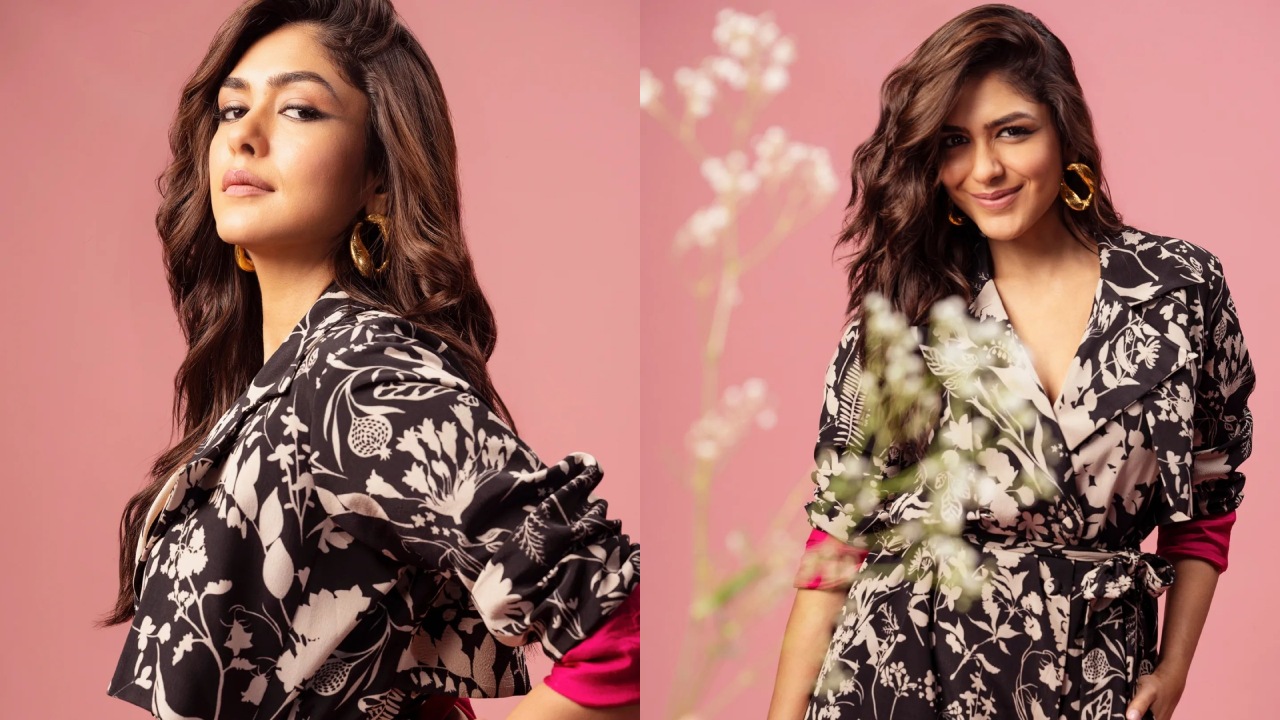 Gorgeous: Mrunal Thakur stuns in black floral shirt dress 878555