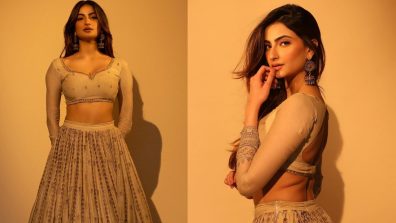 Gorgeous: Palak Tiwari oozes off with charm in beige organza silk lehenga set worth Rs 68000