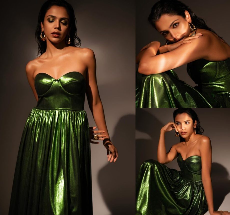 In Photos: Shriya Pilgaonkar Spreads Magic In Green Metallic Strapless Dress 879150