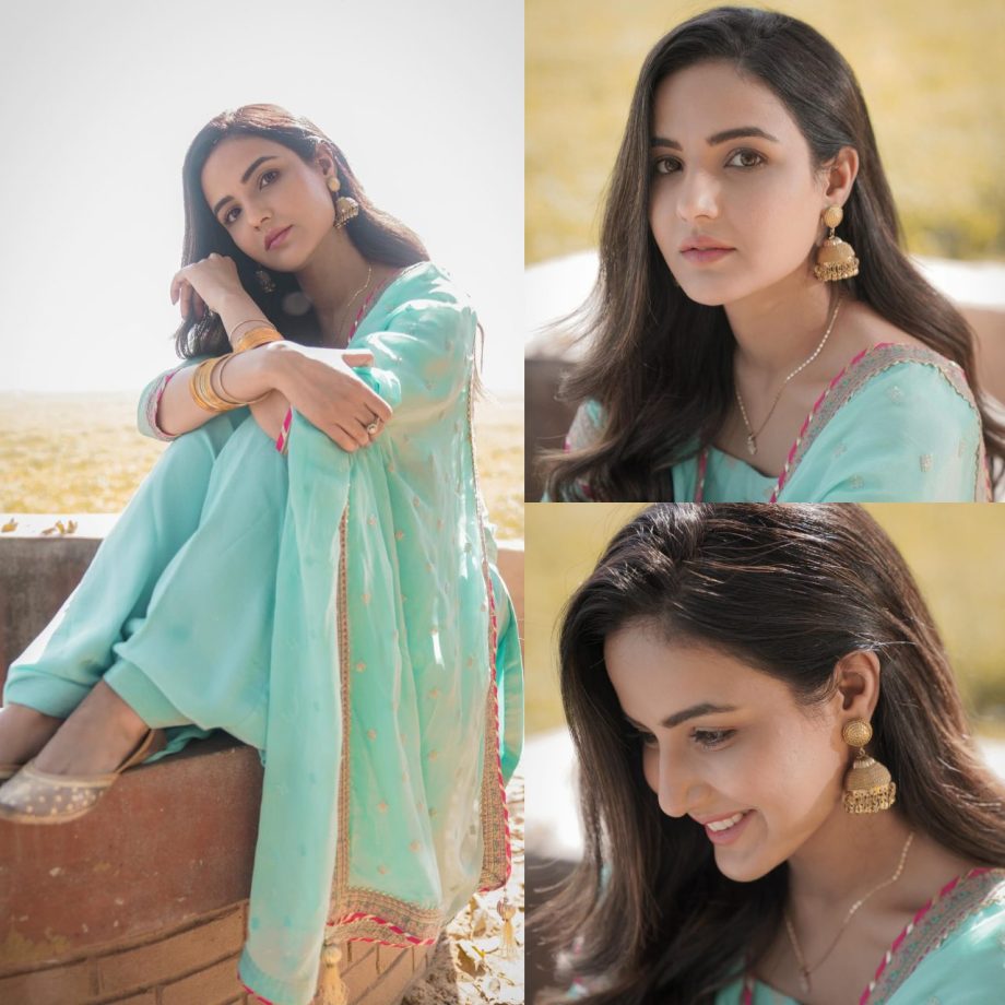 Jasmine Bhasin turns all dreamy in embroidered blue salwar suit 880005