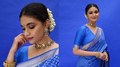 Keerthy Suresh is vision to behold blue Banarasi saree, check out