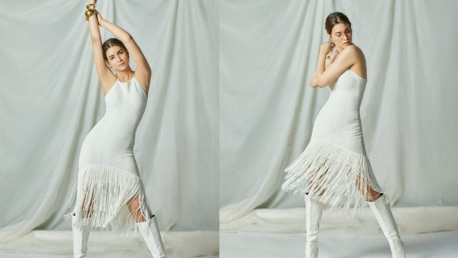 Kriti Damon channels her inner white swan in white frill bodycon dress 879259