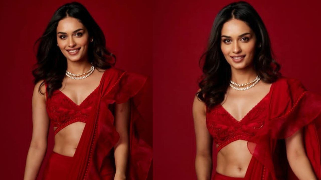Manushi Chhillar Revives Ruffle Trend In Beautiful Red Saree, See Here