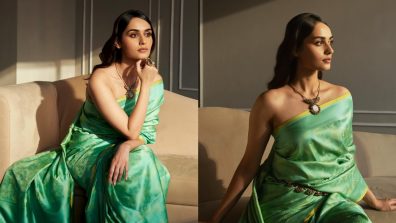 Manushi Chhillar shines in sea green silk saree, take goals
