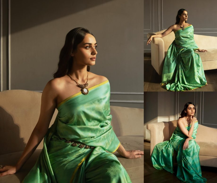 Manushi Chhillar shines in sea green silk saree, take goals 879532