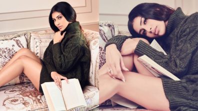 Mouni Roy turns cosy in olive green oversized sweater, see photos