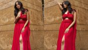 Palak Sindhwani rocks in stylish high thigh slit red ensemble 879068