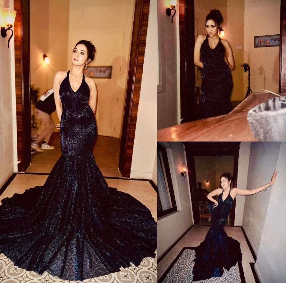 [Photos] Ashi Singh aces glam in midnight blue floor length glitter gown 877536