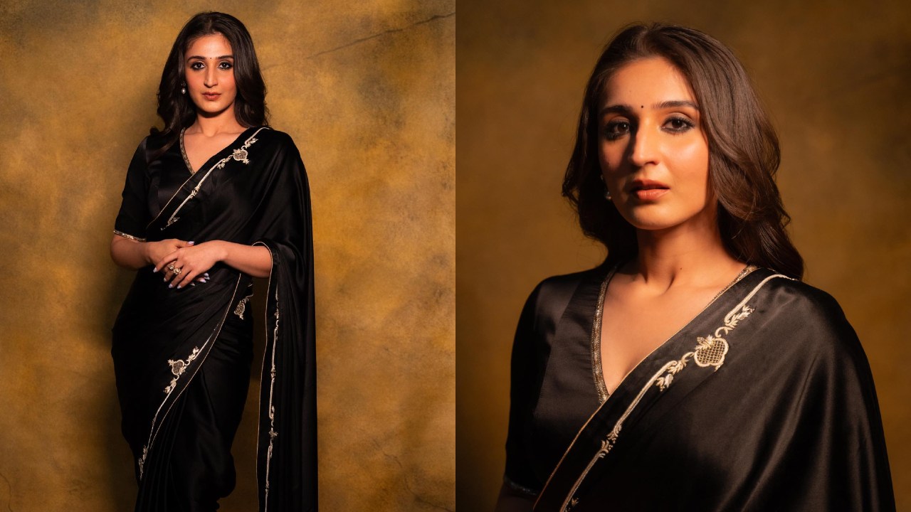 [Photos] Dhvani Bhanushali shines with minimalistic fashion in gorgeous black silk saree
