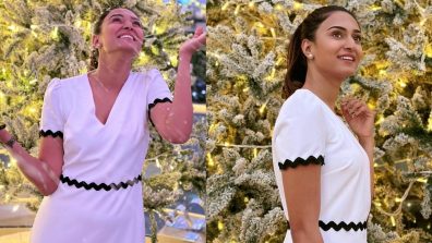 [Photos] Erica Fernandes shines in a white midi dress, enjoys snowfall