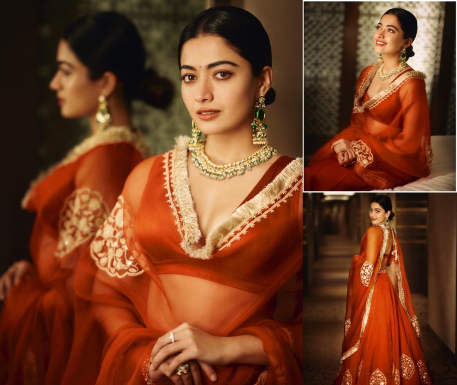 [Photos] Rashmika Mandanna radiates allure in organza red lehenga 878563