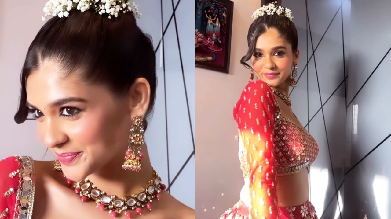Pranali Rathod turns traditional queen in sequined red lehenga set, check out