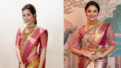 Raashi Khanna VS Sreemukhi: Who Is Elegant In Pinkish Kanjivaram Silk Saree?