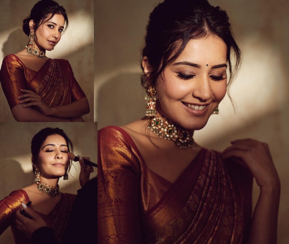Radiant in Rust! Raashi Khanna aces in shade of red in classic Banarasi saree 877404