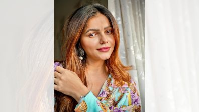 Rubina Dilaik Radiates Sunshine in Blue Floral Adorn