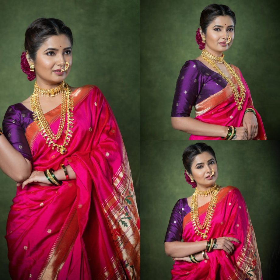 Saie Tamhankar, Prajakta Mali & Amruta Khanvilkar Serve Classic Traditional Glam In Paithani Sarees 877661