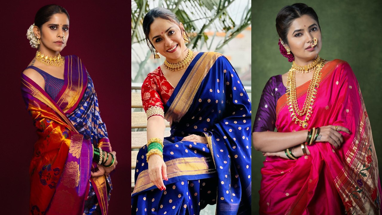 Saie Tamhankar, Prajakta Mali & Amruta Khanvilkar Serve Classic Traditional Glam In Paithani Sarees