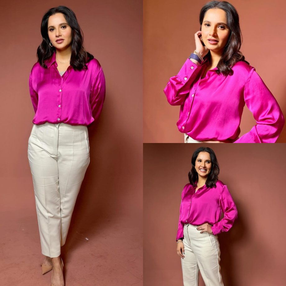 Sania Mirza's Satin Shirt With Straight Fit Pants Is Must-have Office Look, Take Cues 880700