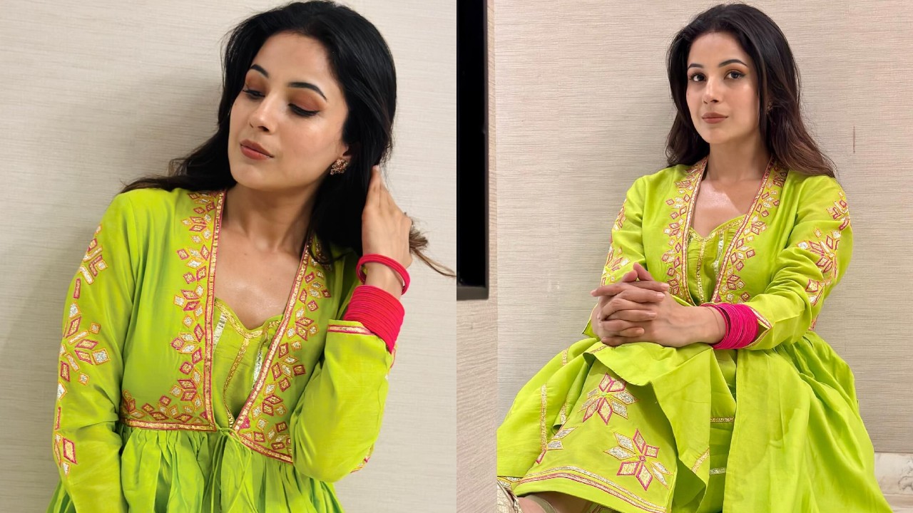 Shehnaaz Gill turns goddess in parrot green kurta set, see photos