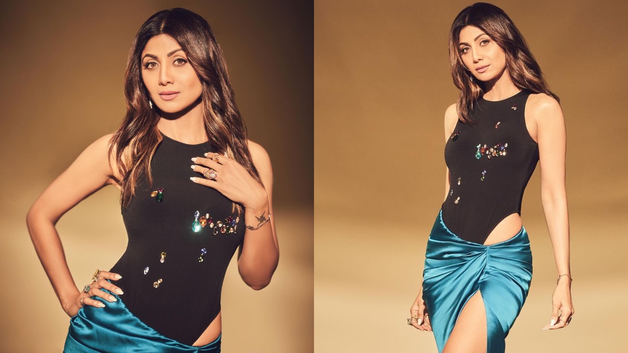 Shilpa Shetty cuts it chic in black bodysuit and high-thigh slit skirt 878150