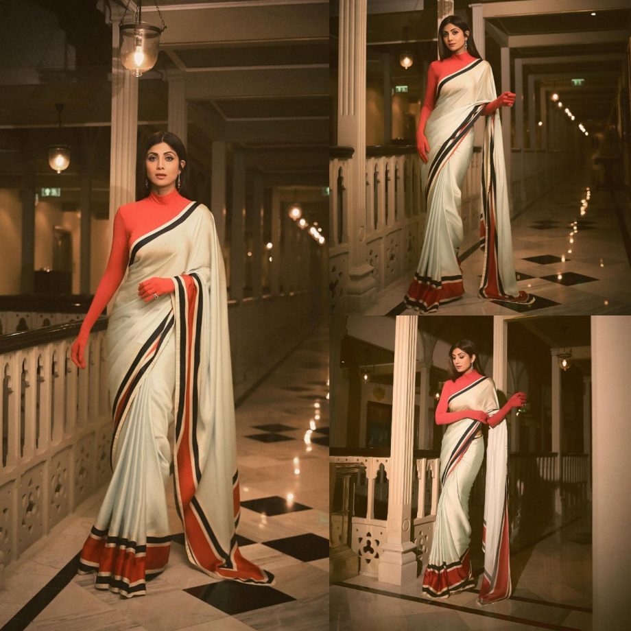 Shilpa Shetty is beauty personified in white silk saree, see photos 880286