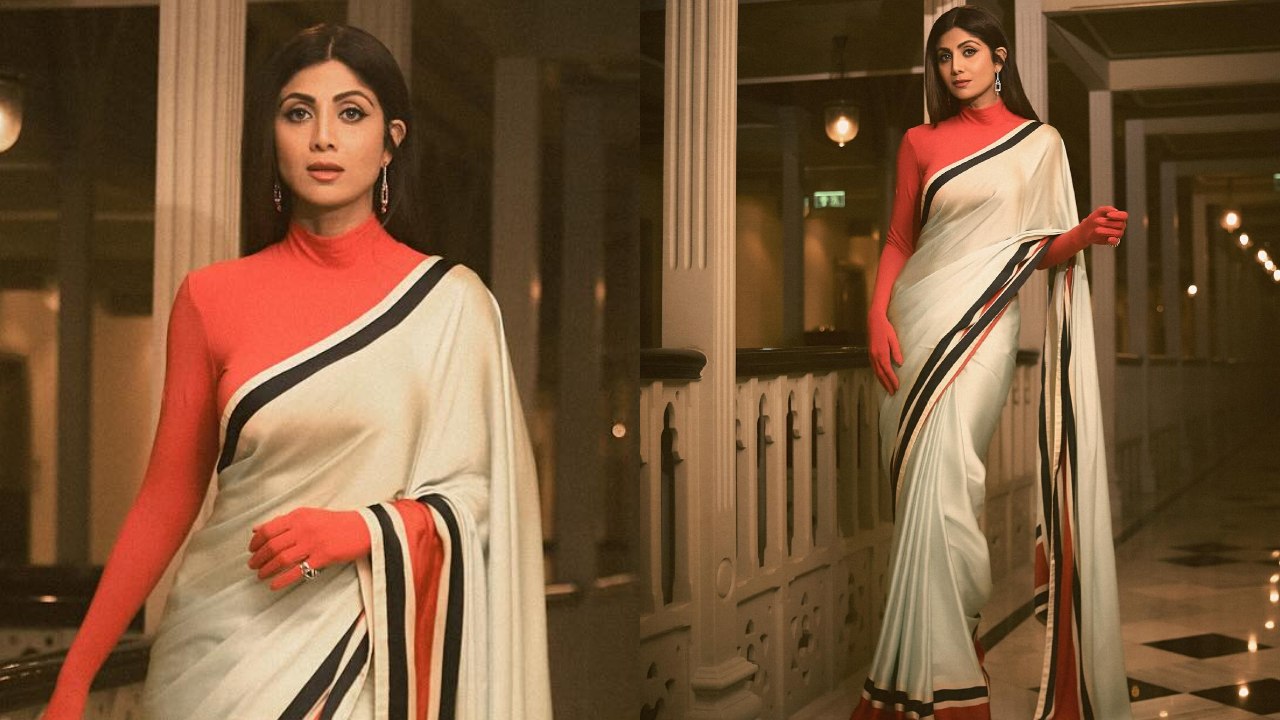 Shilpa Shetty is beauty personified in white silk saree, see photos
