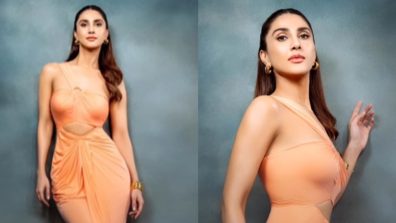 Sizzling Hot: Vaani Kapoor Strikes A Pose In Peach Body-hugging Dress