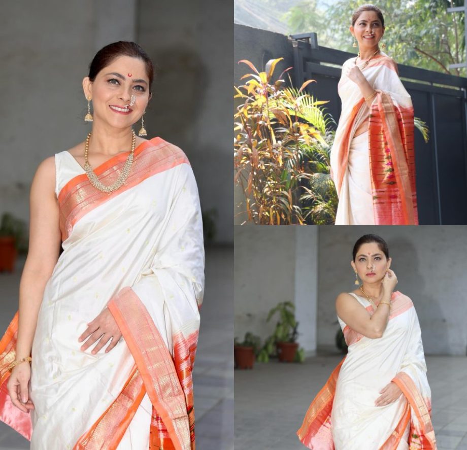 Sonalee Kulkarni Flaunts Traditional Charm In Saree With Maharashtrian Nose Ring 879889