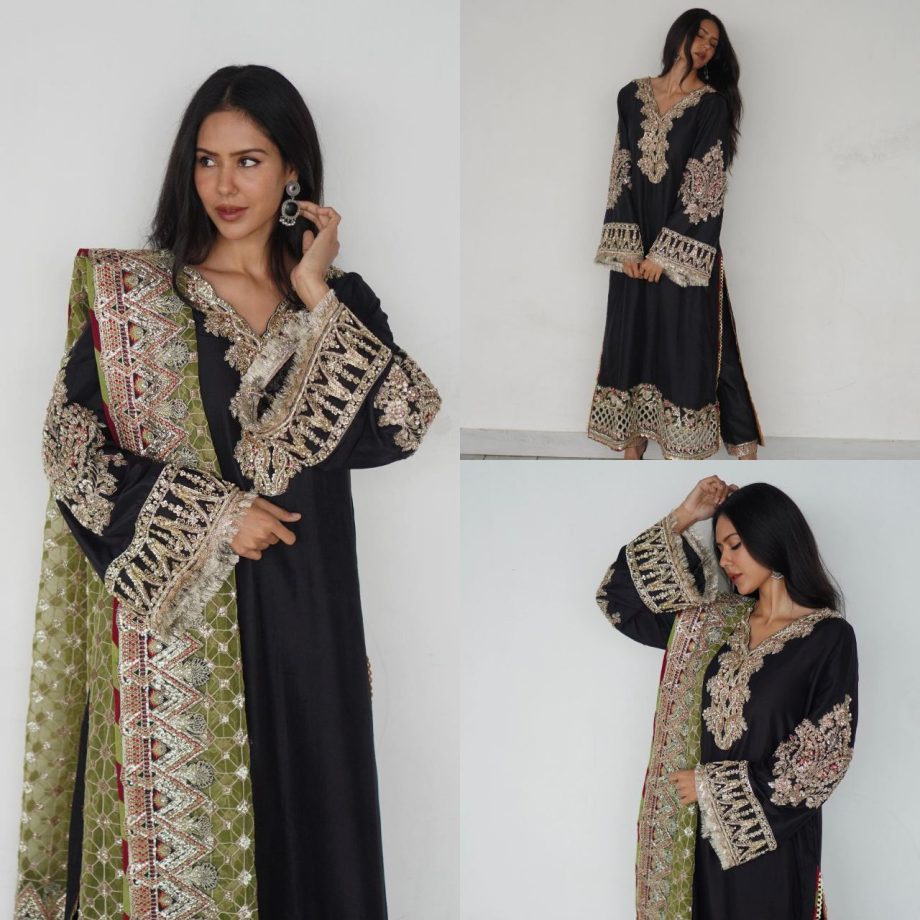Sonam Bajwa Redefines Royalty In Black Embroidered Salwar Suit, See Photos 877669