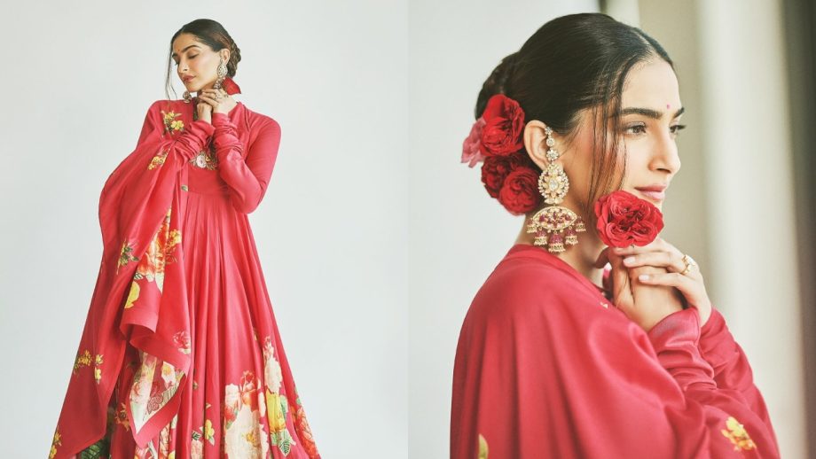 Sonam Kapoor rejoices Lohri vibes in red-silk chanderi floral Anarkali, see photos 878310