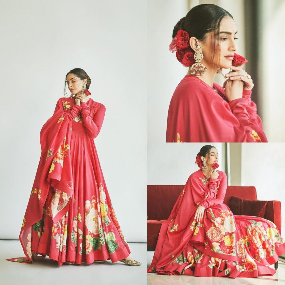 Sonam Kapoor rejoices Lohri vibes in red-silk chanderi floral Anarkali, see photos 878309