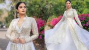 Sreemukhi channels her inner white swan in ethnic embroidered gown [Photos]